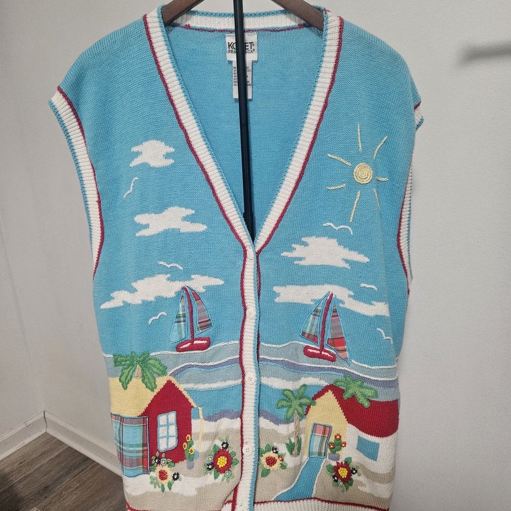 Koret Blue and White Knit Vest